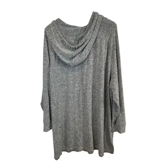 Ellos Gray Heather lightweight sweater with hood 1X Preowned - Picture 2 of 5